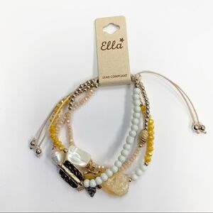 Dragonfly Multi Stone Beaded Charm Bracelet, Adjustable One Size